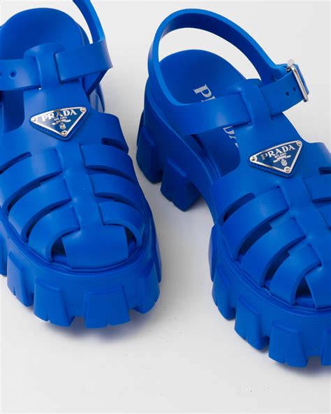 prada blue donna rubber slides|Prada sandals for sale.